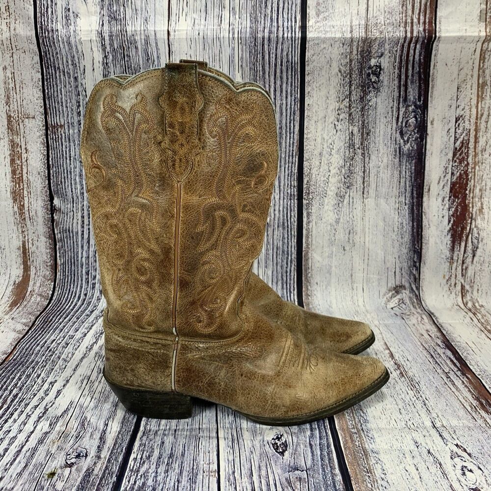 Justin McKayla L2561 Brown Leather Pointed Toe Western Boots Womens Size 10